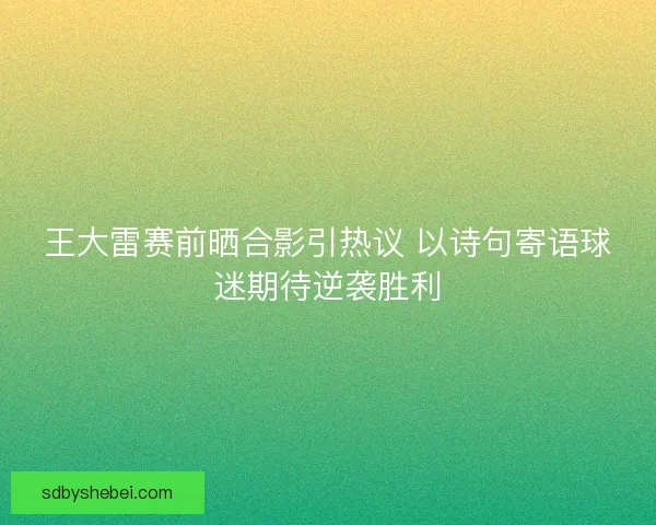 王大雷赛前晒合影引热议 以诗句寄语球迷期待逆袭胜利 王大雷赛前晒合影引热议 以诗句寄语球迷期待逆袭胜利