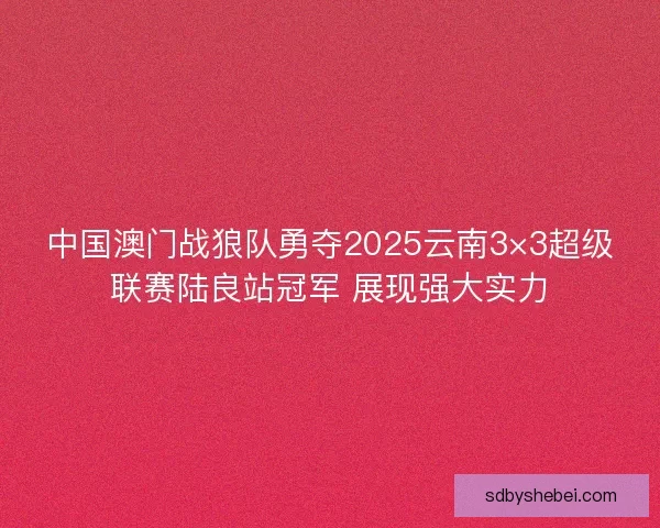 中国澳门战狼队勇夺2025云南3×3超级联赛陆良站冠军 展现强大实力