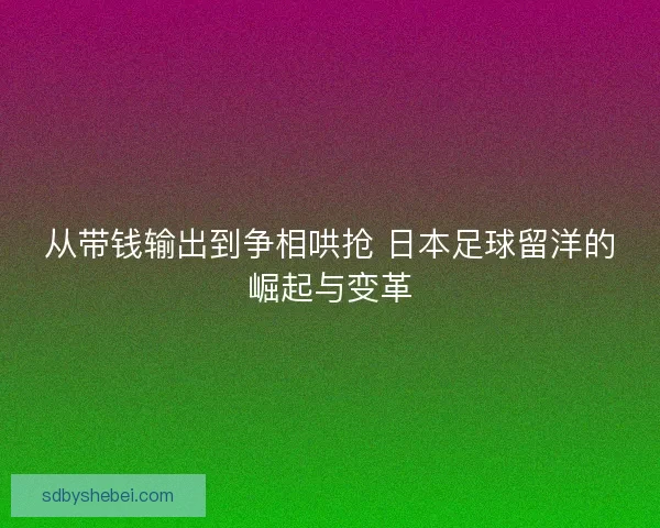 从带钱输出到争相哄抢 日本足球留洋的崛起与变革